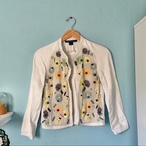 french connection beaded jacket summer lili floral design white embroidered hand